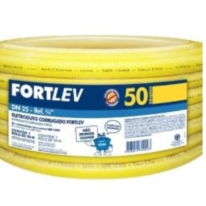 Mangueira Corrugada 25 MM Fortlev Amarela C/50 Mts